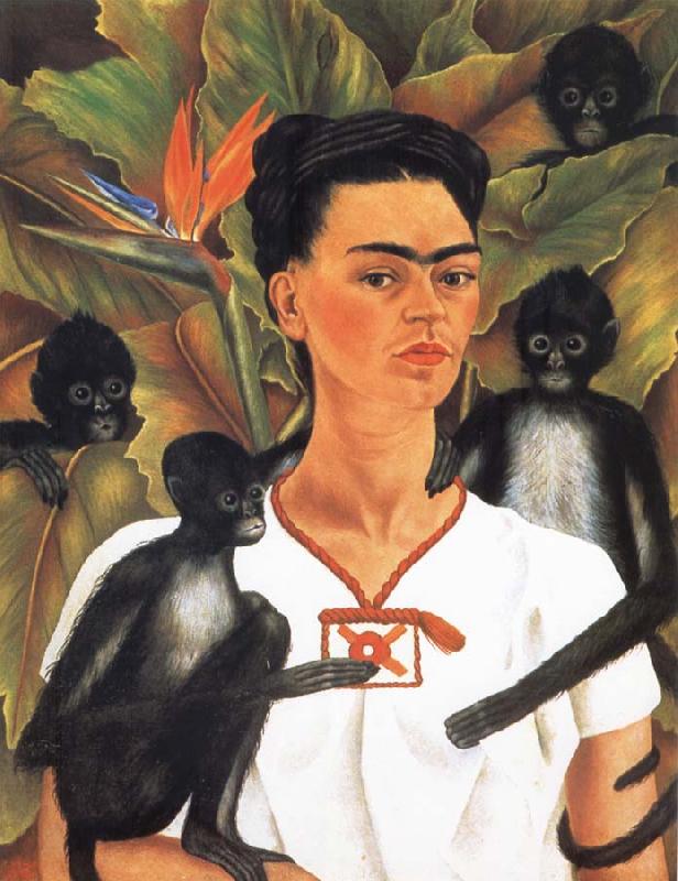 Frida Kahlo Self-Portrait with Monkeys oil painting image